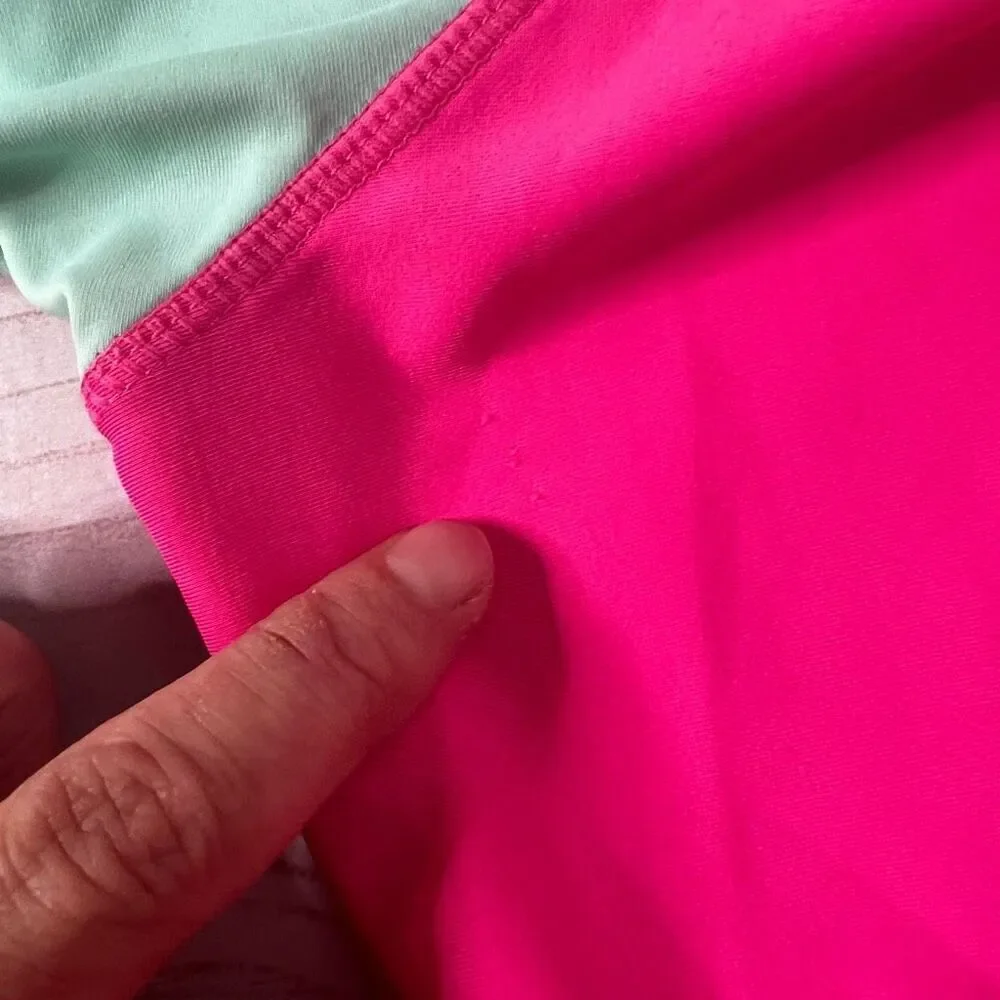 Eddie Bauer Pink Sea Blue Swim Shirt Rash Guard Top